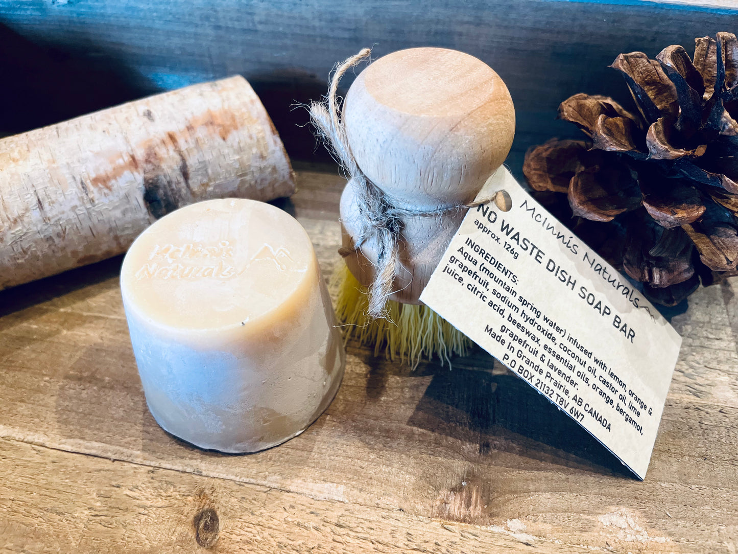 NO WASTE DISH SOAP BAR & BRUSH 124g Bar